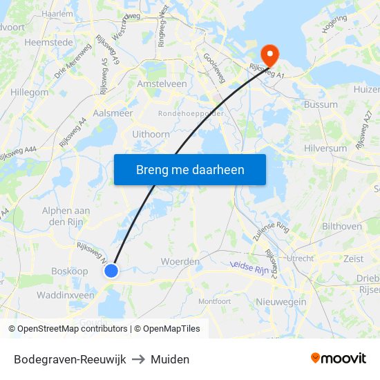 Bodegraven-Reeuwijk to Muiden map