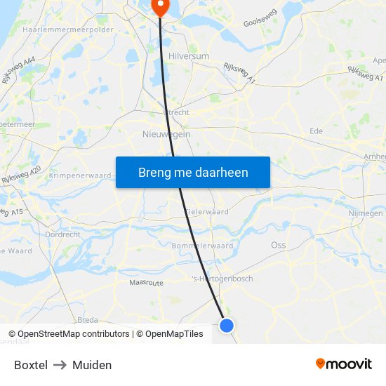 Boxtel to Muiden map