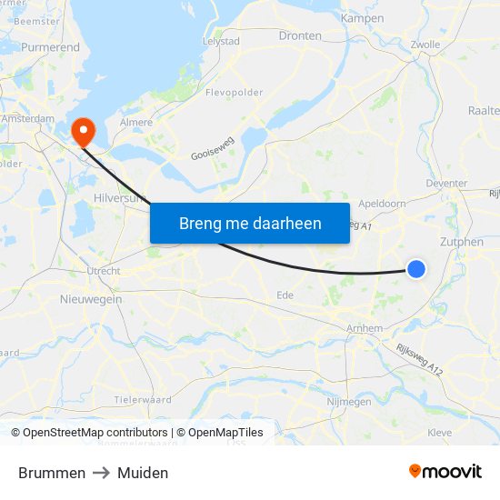 Brummen to Muiden map