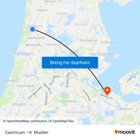 Castricum to Muiden map