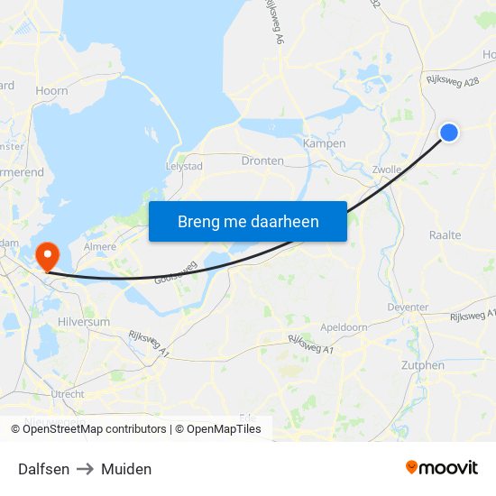 Dalfsen to Muiden map