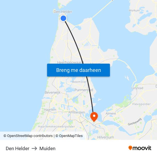 Den Helder to Muiden map