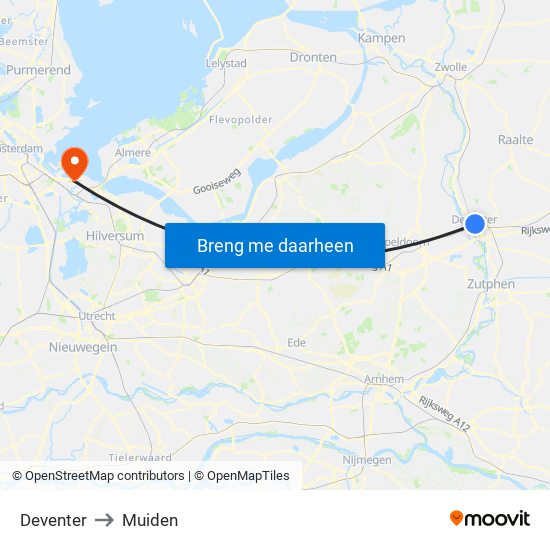 Deventer to Muiden map