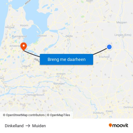Dinkelland to Muiden map