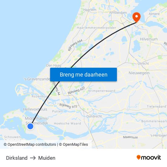 Dirksland to Muiden map