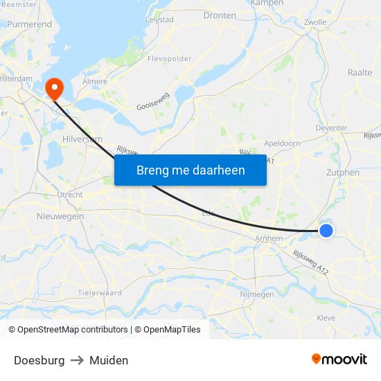 Doesburg to Muiden map