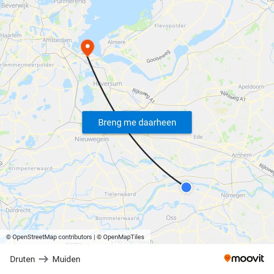 Druten to Muiden map