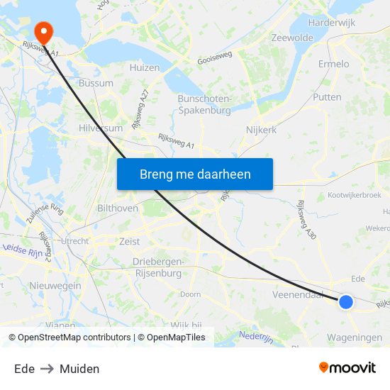 Ede to Muiden map