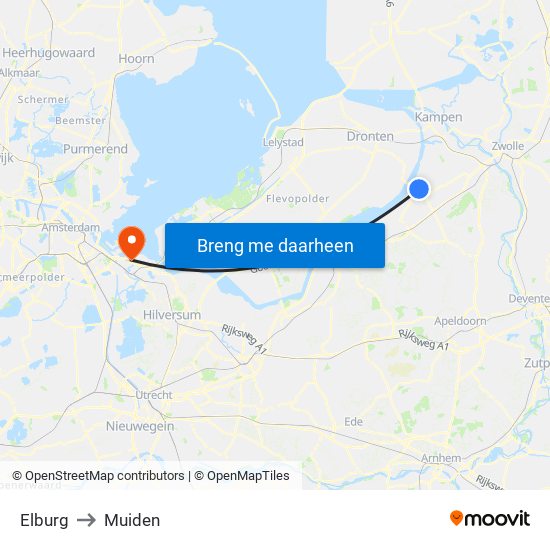 Elburg to Muiden map