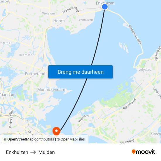 Enkhuizen to Muiden map