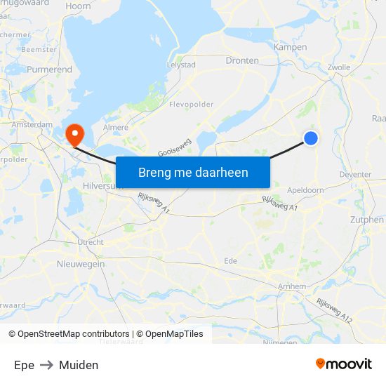 Epe to Muiden map