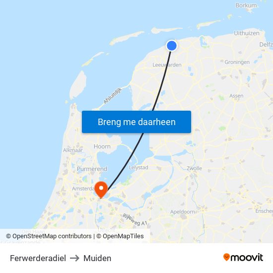 Ferwerderadiel to Muiden map