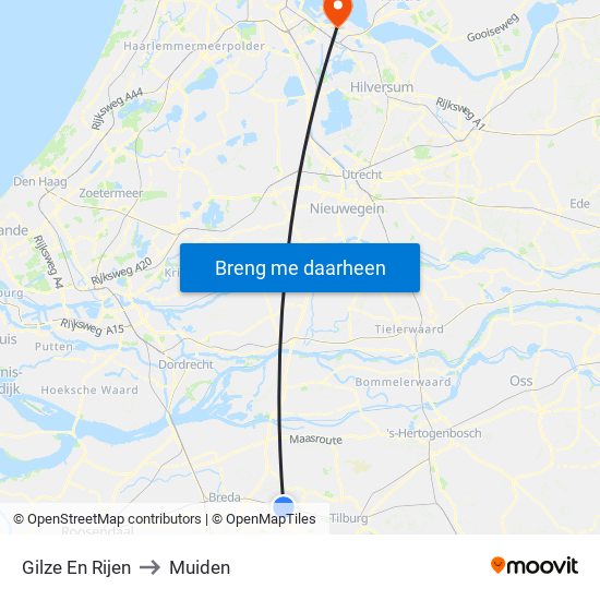 Gilze En Rijen to Muiden map