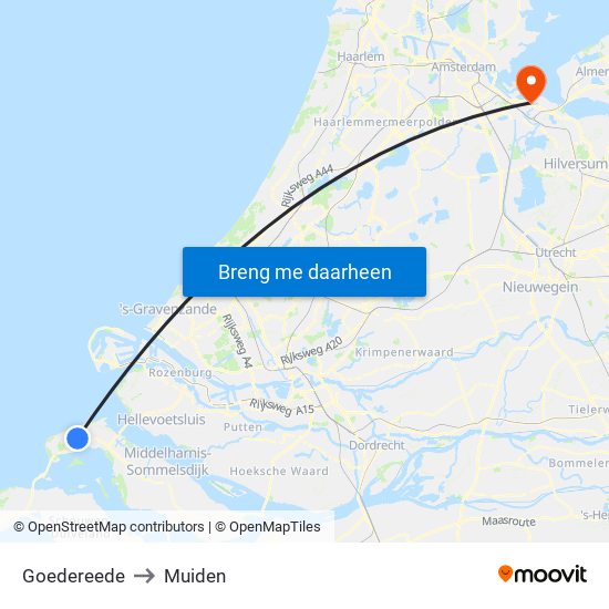 Goedereede to Muiden map