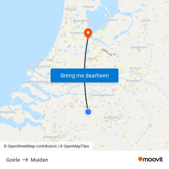 Goirle to Muiden map
