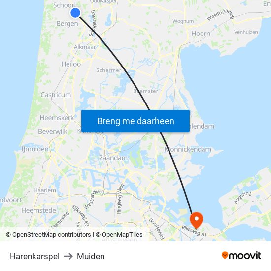 Harenkarspel to Muiden map