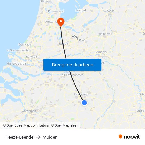 Heeze-Leende to Muiden map