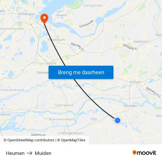 Heumen to Muiden map