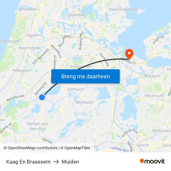 Kaag En Braassem to Muiden map