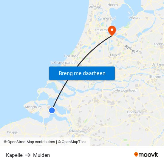 Kapelle to Muiden map