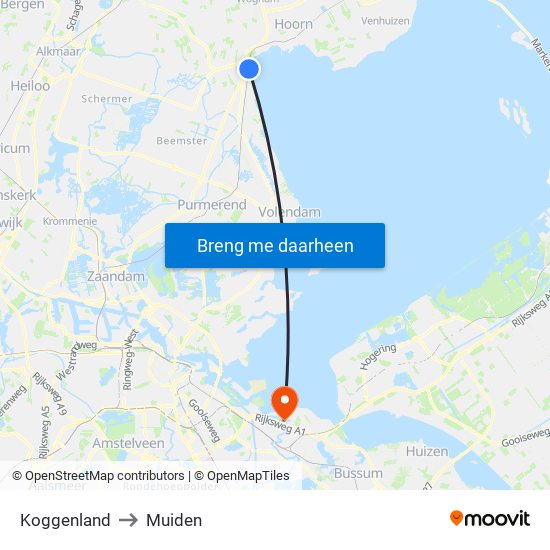 Koggenland to Muiden map