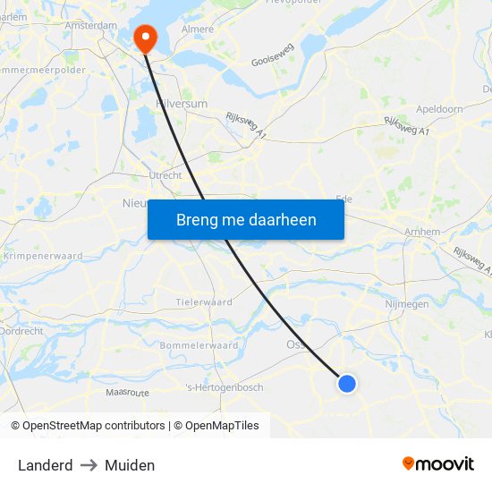 Landerd to Muiden map
