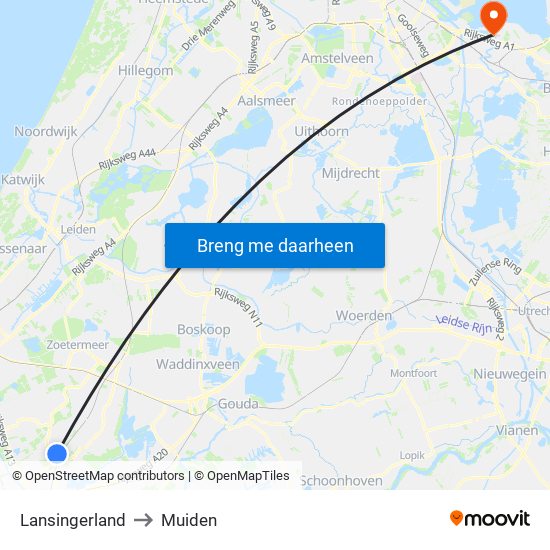 Lansingerland to Muiden map