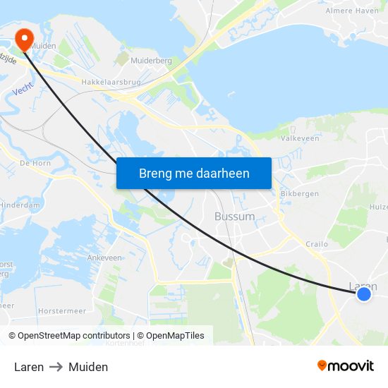 Laren to Muiden map