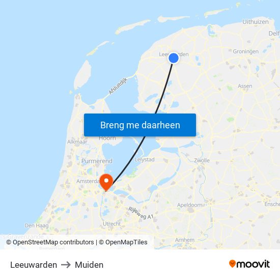 Leeuwarden to Muiden map