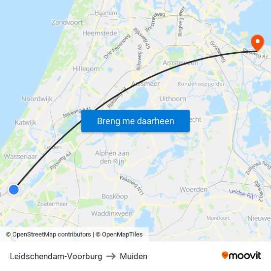 Leidschendam-Voorburg to Muiden map