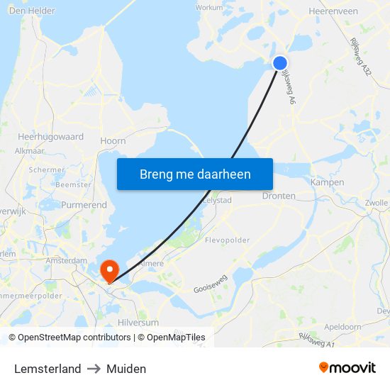 Lemsterland to Muiden map