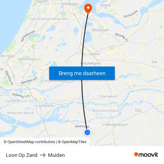 Loon Op Zand to Muiden map