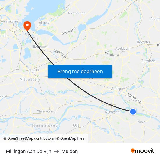 Millingen Aan De Rijn to Muiden map