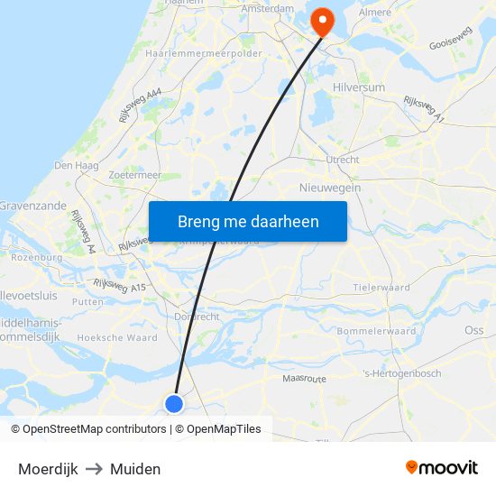 Moerdijk to Muiden map