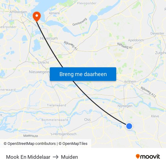 Mook En Middelaar to Muiden map