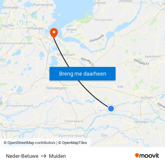 Neder-Betuwe to Muiden map