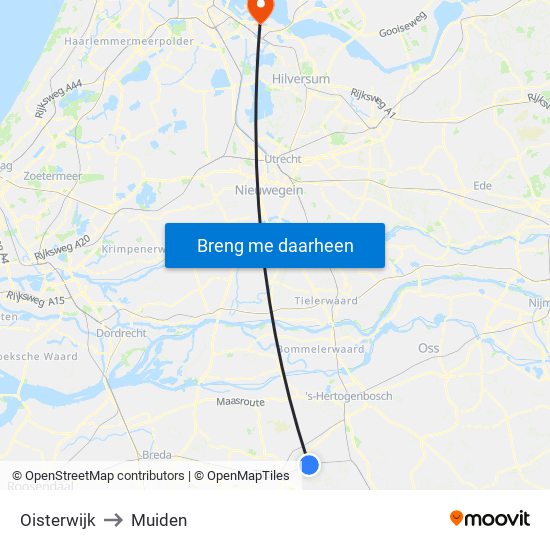 Oisterwijk to Muiden map