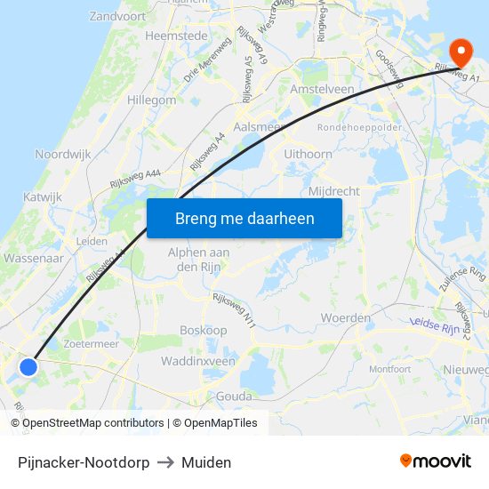Pijnacker-Nootdorp to Muiden map