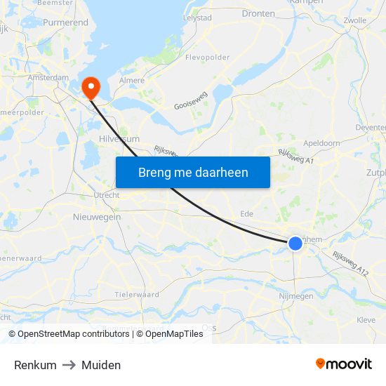 Renkum to Muiden map