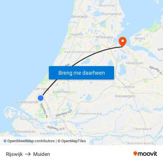 Rijswijk to Muiden map