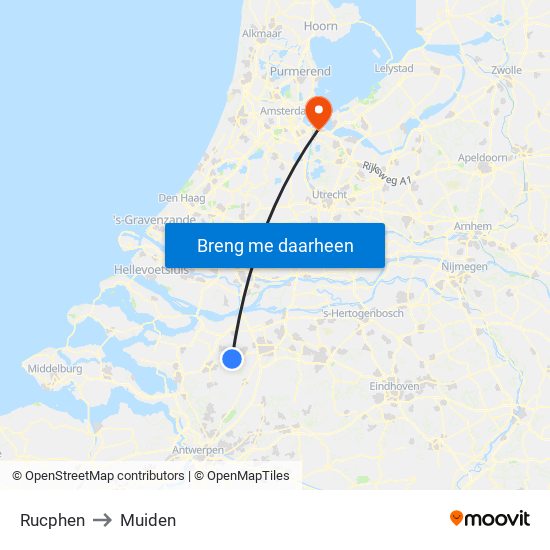 Rucphen to Muiden map