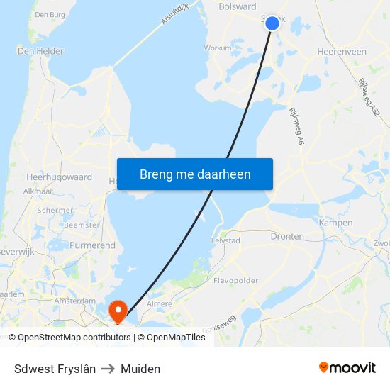 Sdwest Fryslân to Muiden map