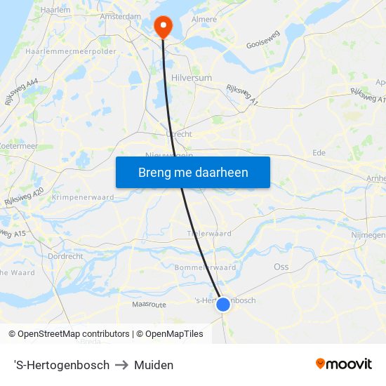 'S-Hertogenbosch to Muiden map