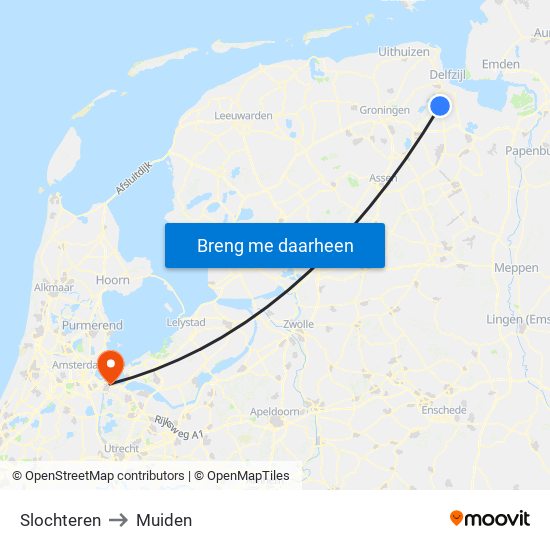 Slochteren to Muiden map