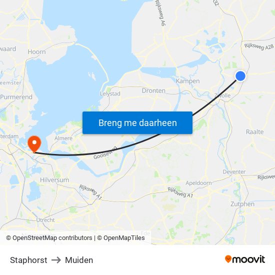 Staphorst to Muiden map