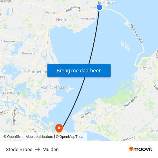Stede Broec to Muiden map