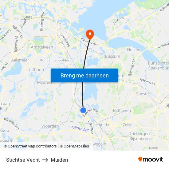 Stichtse Vecht to Muiden map