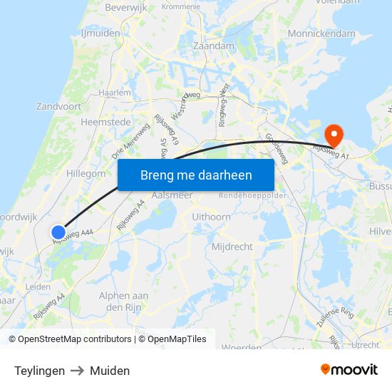 Teylingen to Muiden map