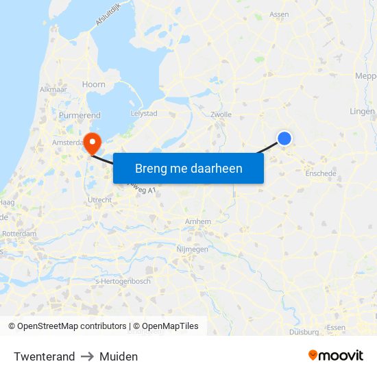 Twenterand to Muiden map