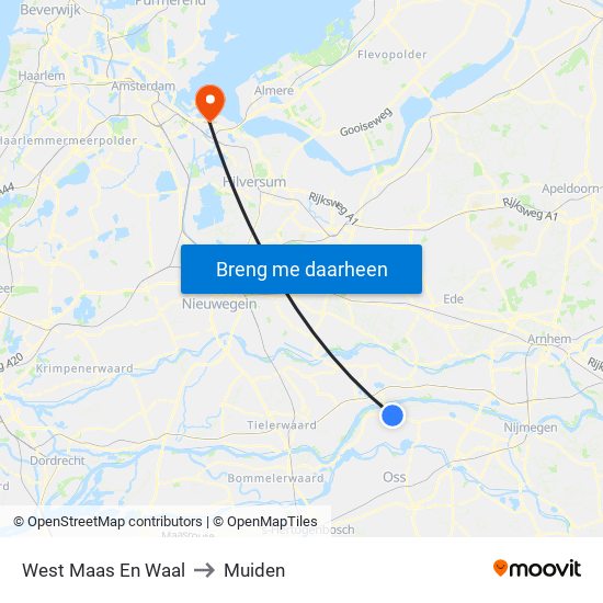West Maas En Waal to Muiden map